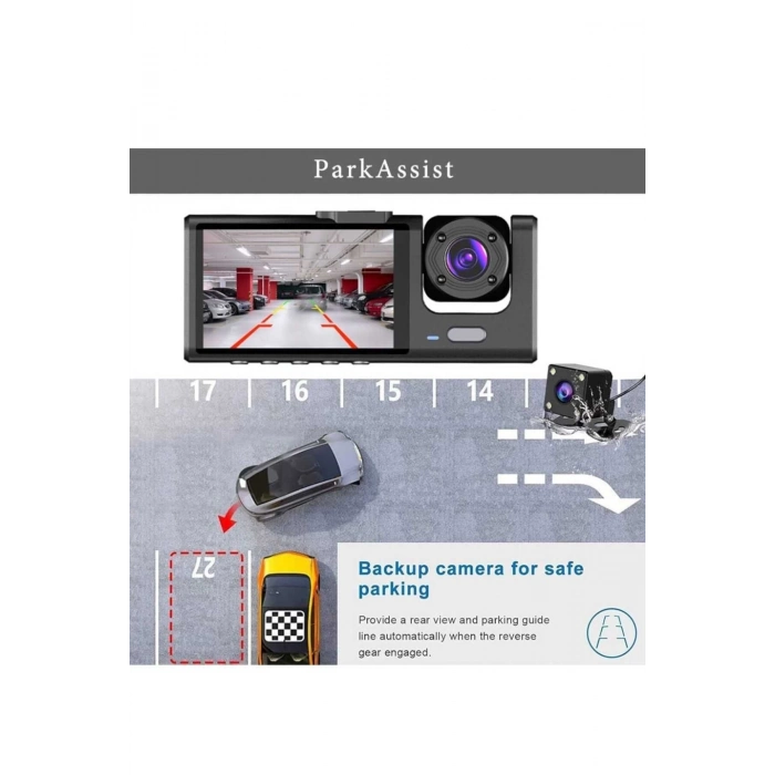 ÇOK SATAN 1080p Wifi Full Hd Araç Içi Kamera Arka Ön Iç Kayıt 3 Kamera Gece Görüşlü Gsensör Geniş Açı