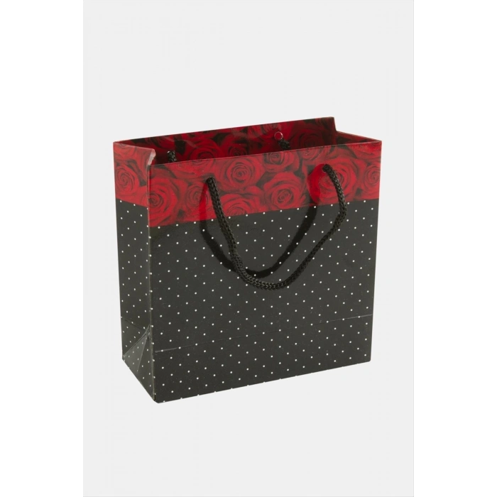 ÇOK SATAN 11*11 Gül Desenli İpli Karton Çanta 1 Adet