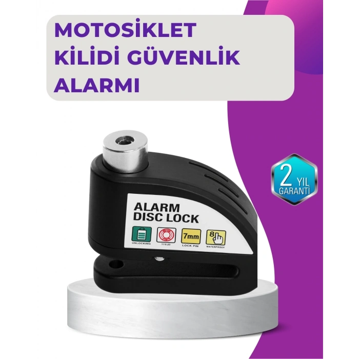 ÇOK SATAN 110 dB Alarm Disk Kilidi Motosiklet Scooter Bisiklet Güvenlik