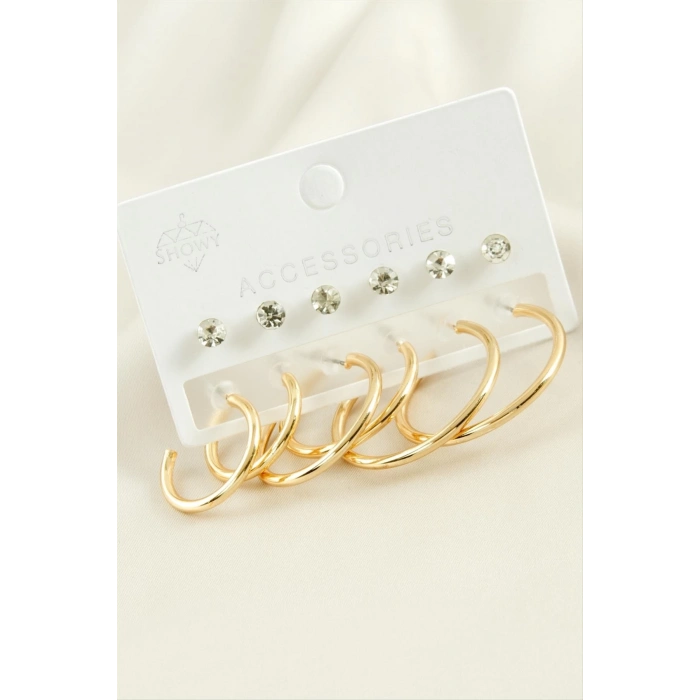 ÇOK SATAN 12 Adet Taşlı Halka Küpe