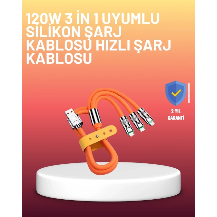 ÇOK SATAN 120W Şarj Destekli 3’ü 1 Arada Çoklu Şarj Kablosu – 1.2 Metre