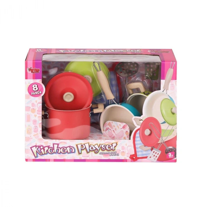 ÇOK SATAN 1818-7A Emaye Tencere 8 Parça Pembe -Vardem Oyuncak