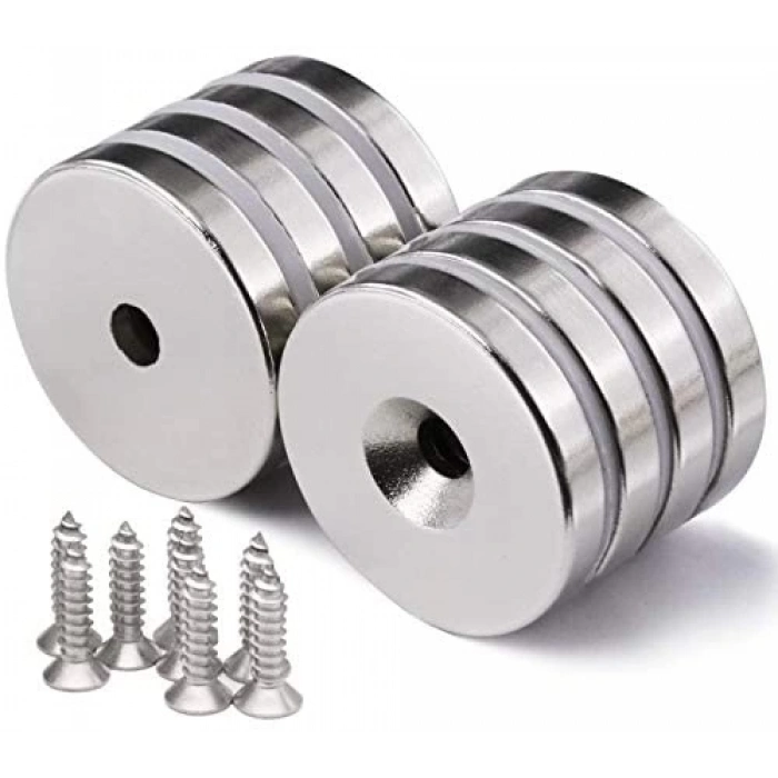 ÇOK SATAN 2 Adet 25x10/5x5,5 Mm Neodyum Mıknatıs Havşa Delikli Magnet Vida Atılabilir N35 Nikel Paslanmaz