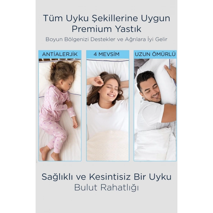 ÇOK SATAN 2 Adet 50x70cm Nano Jel Lüks Yastık | 1200gr Anti-alerjik Pamuklu Yastık Seti 2li