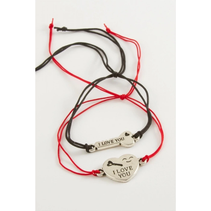 ÇOK SATAN 2 Adet Kalp Anahtar İp Bileklik