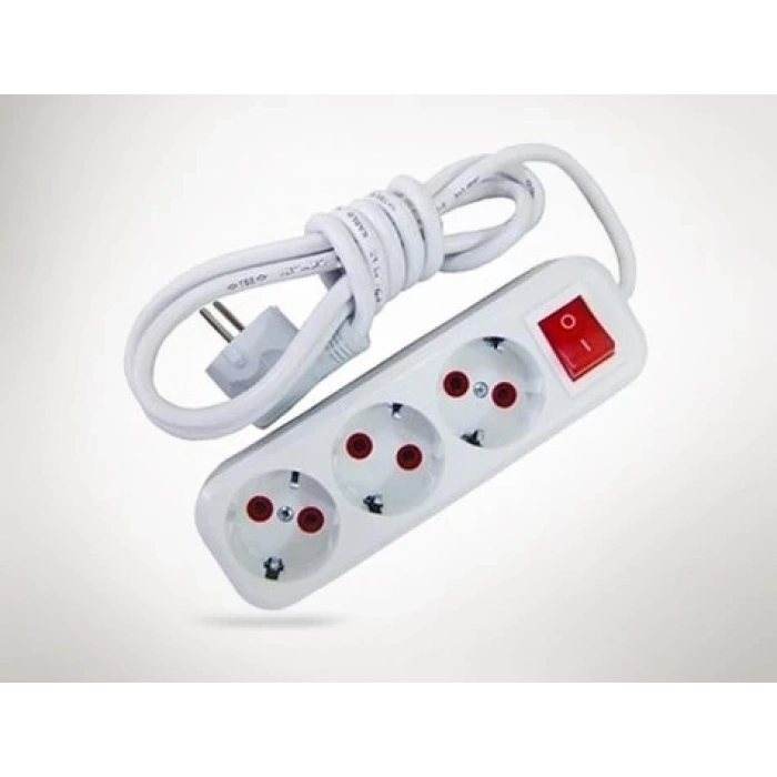 ÇOK SATAN 2 Metre Kablolu Anahtarlı 3 Lü Topraklı Grup Priz