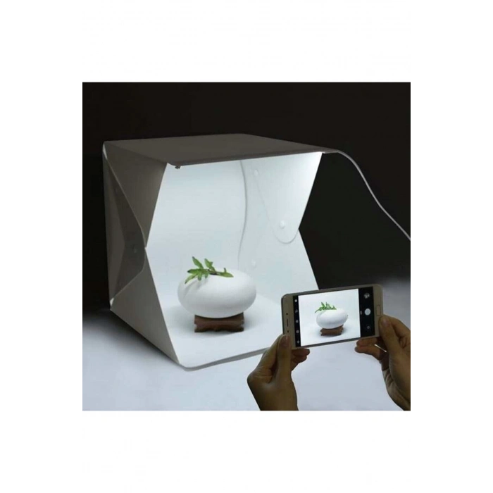 ÇOK SATAN 20 X 20 Cm Profesyonel Stüdyo Led Işıklı Çift Sıra Ürün Fotoğraf Çekim Çadırı