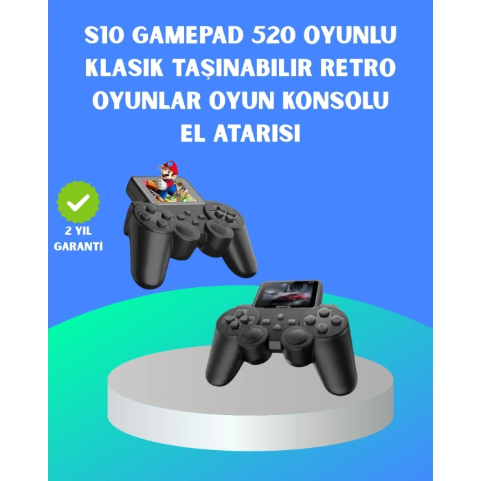 ÇOK SATAN 2.4 İnç Ekranlı 500 Oyunlu Taşınabilir Retro Oyun Konsolu, Şarjlı El Tipi Mini Oyun Makinesi, TV Bağlantılı Klasik Oyun Cihazı