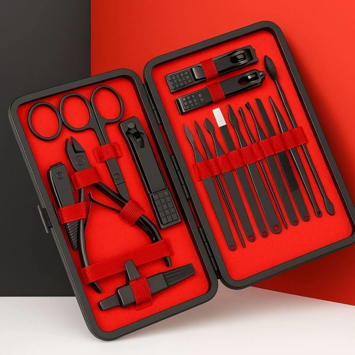 ÇOK SATAN 24 Parça Kendiliğinden Deri Çantalı Seyahat Tipi Manikür Pedikür Seti