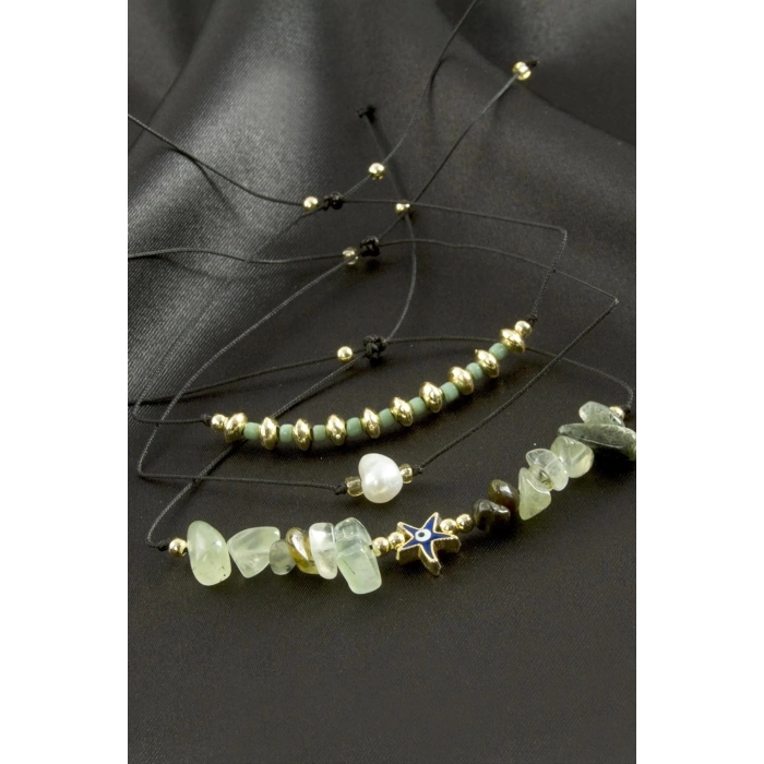 ÇOK SATAN 3 Adet Deniz Yıldız Mineli Kırık Doğaltaş Bileklik