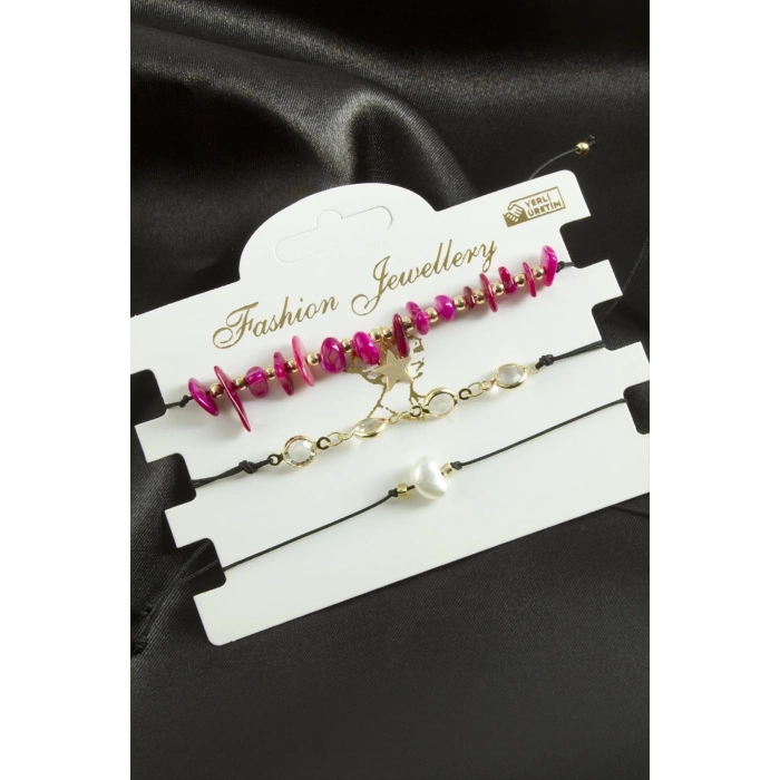 ÇOK SATAN 3 Adet Yıldız Kırık Doğaltaş Bileklik