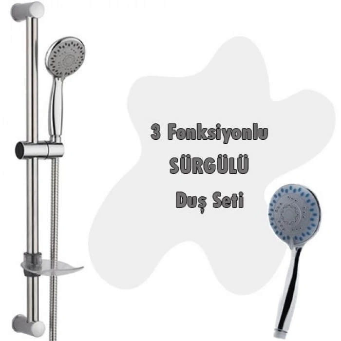 ÇOK SATAN 3 Fonksiyonlu Sürgülü Duş Seti 5 Parça Özel Set