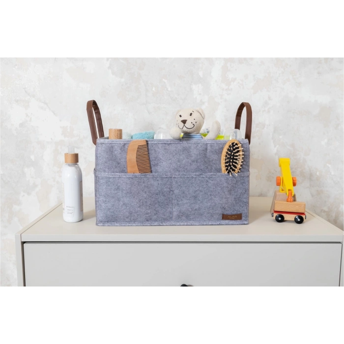 ÇOK SATAN 3 Gözlü Deri Şeritli Çok Amaçlı Düzenleyici Organizer Kutu Keçe Sepet 03860