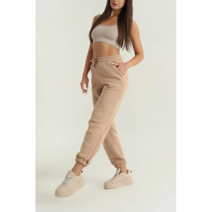 ÇOK SATAN 3 iplik şardonlu paça lastikli eşofman bisküvi is001