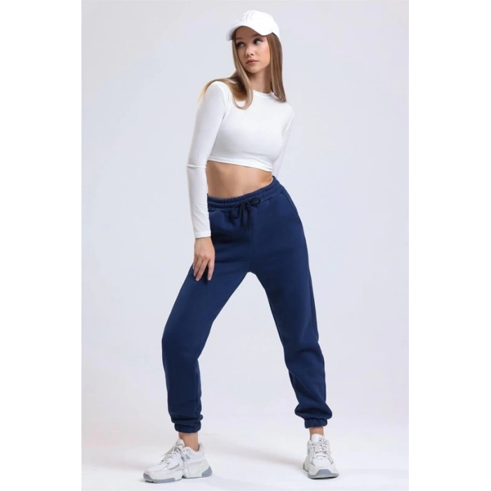 ÇOK SATAN 3 iplik şardonlu paça lastikli eşofman lacivert is001