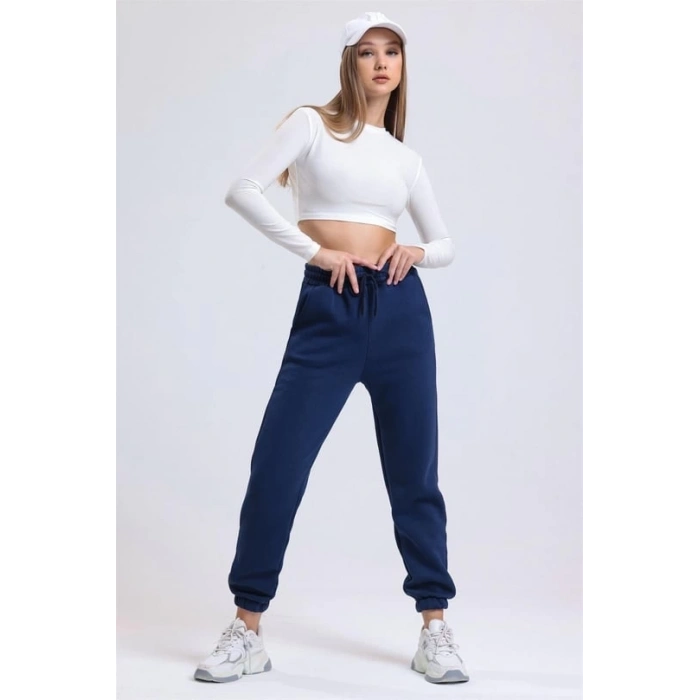 ÇOK SATAN 3 iplik şardonlu paça lastikli eşofman lacivert is001