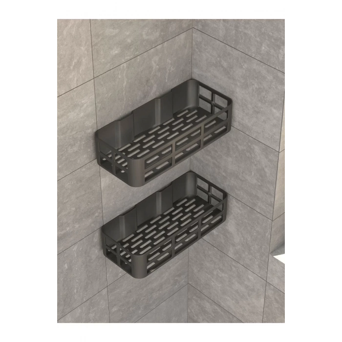 ÇOK SATAN 3 lü Banyo Düzenleyici Organizer Şampuanlık Havlupan Askısı Havluluk Siyah Banyo Duş Mutfak Rafı