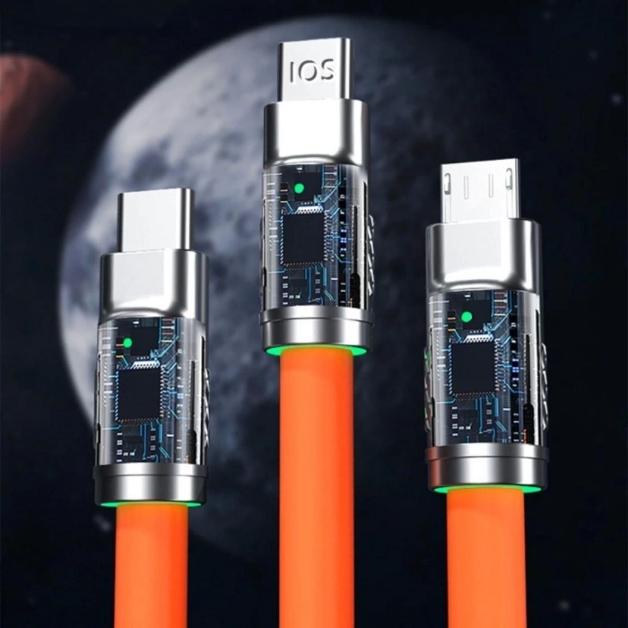 ÇOK SATAN 3 Şarj Aleti 1 Arada Çinko Alaşım Hızlı Şarj Kablosu Turuncu