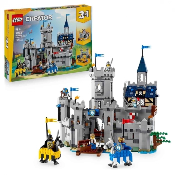 ÇOK SATAN 31168 Lego Creator 3in1 - Orta Çağ Atlı Şövalye Kalesi 1371 parça +9 yaş