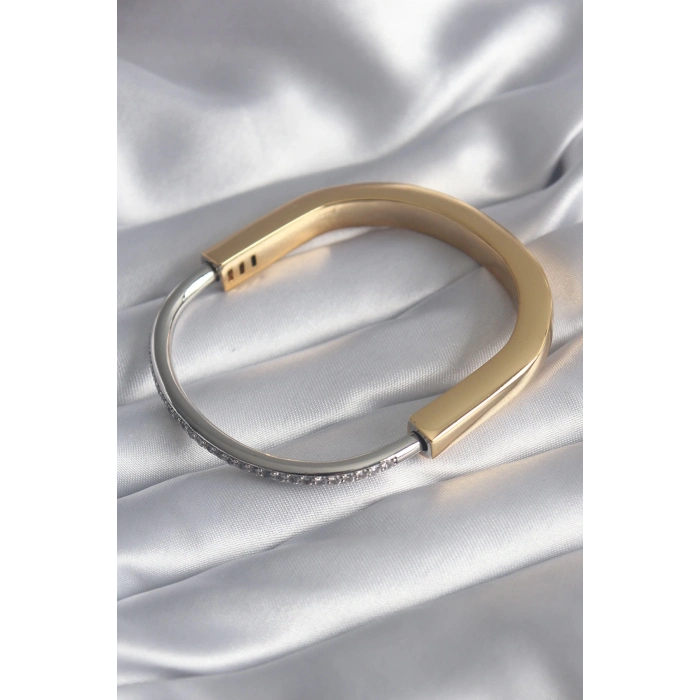 ÇOK SATAN 316L Çelik Gold Gümüş Renk Zirkon Taşlı VIP Seri Kadın Kelepçe