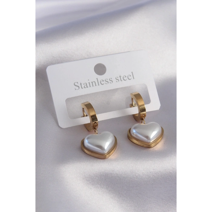 ÇOK SATAN 316L Çelik Gold Renk Kalp Model Kadın Küpe