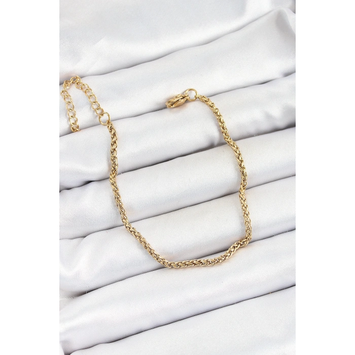 ÇOK SATAN 316L Çelik Gold Renk Örgü Burgu Zincir Erkek Bileklik