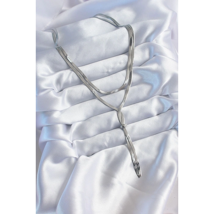 ÇOK SATAN 316L Çelik Gümüş Renk 2li İtalyan Zincir Asansör Model Kadın Kolye