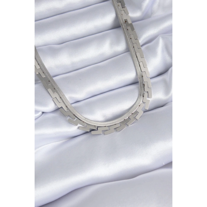 ÇOK SATAN 316L Çelik Gümüş Renk İtalyan Zincir Labirent Model Kadın Kolye