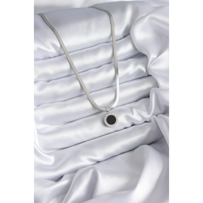 ÇOK SATAN 316L Çelik Gümüş Renk İtalyan Zincir Model İşleme Detay Kadın Kolye