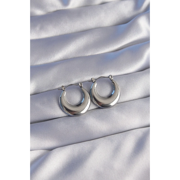 ÇOK SATAN 316L Çelik Gümüş Renk Oval Ayna Model Küpe