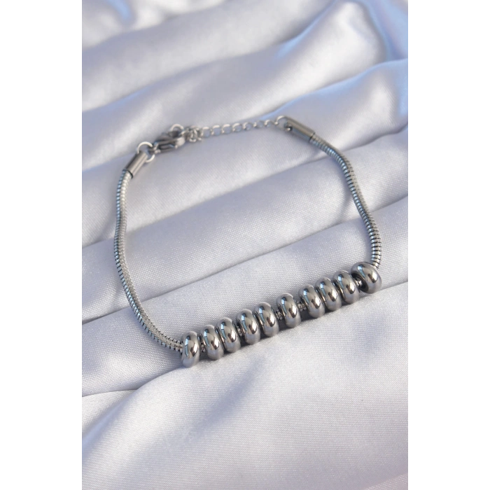 ÇOK SATAN 316L Çelik Gümüş Renk Oval Figürlü Bileklik