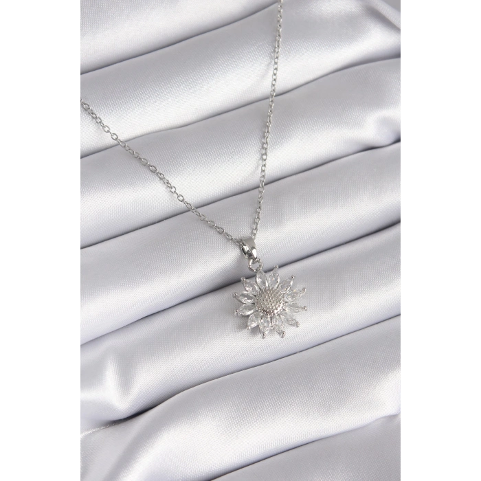 ÇOK SATAN 316L Çelik Gümüş Renk Papatya Model Kadın Kolye