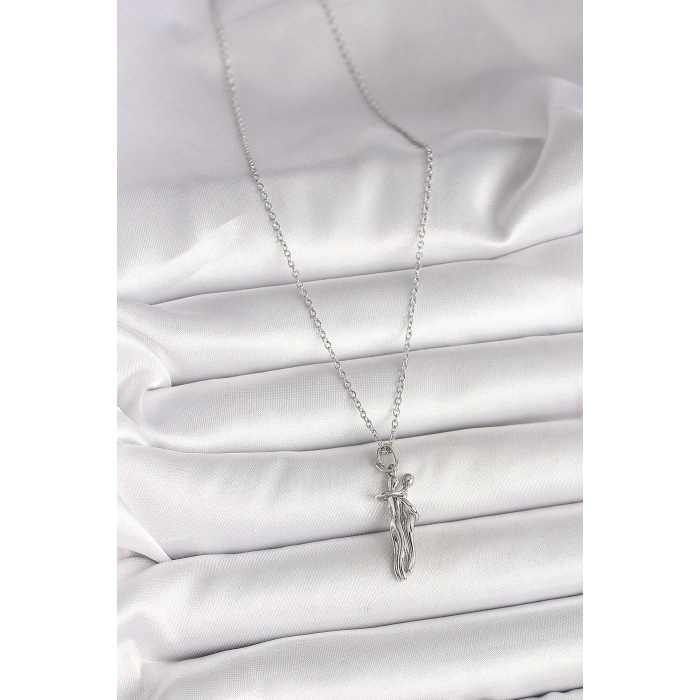 ÇOK SATAN 316L Çelik Gümüş Renk Zincir Sarılma Model Kadın Kolye