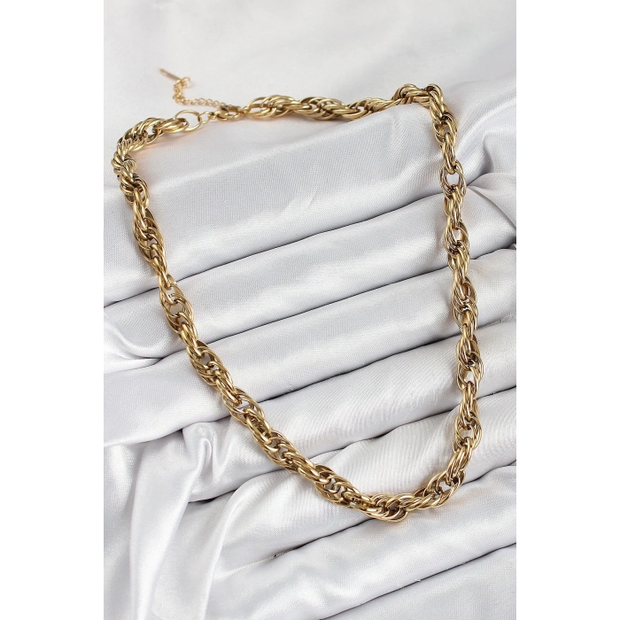 ÇOK SATAN 316L Çelik Halat Model Gold Renk Kadın Kolye