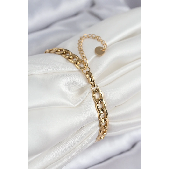 ÇOK SATAN 316L Çelik Nazar Boncuk Detaylı Yonca Model Gold Renk Kadın Bileklik