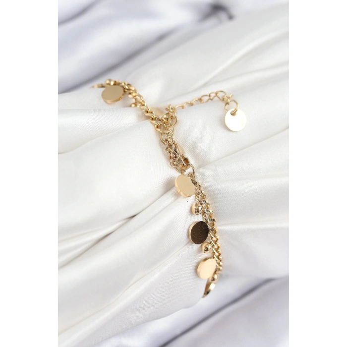 ÇOK SATAN 316L Çelik Sıralı Pul Model Gold Renk Kadın Bileklik