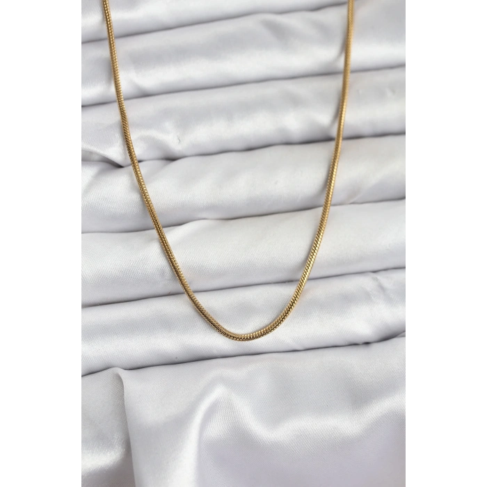 316L Çelik Zincir Gold Renk 60 cm Yılan Zincir Kadın Kolye