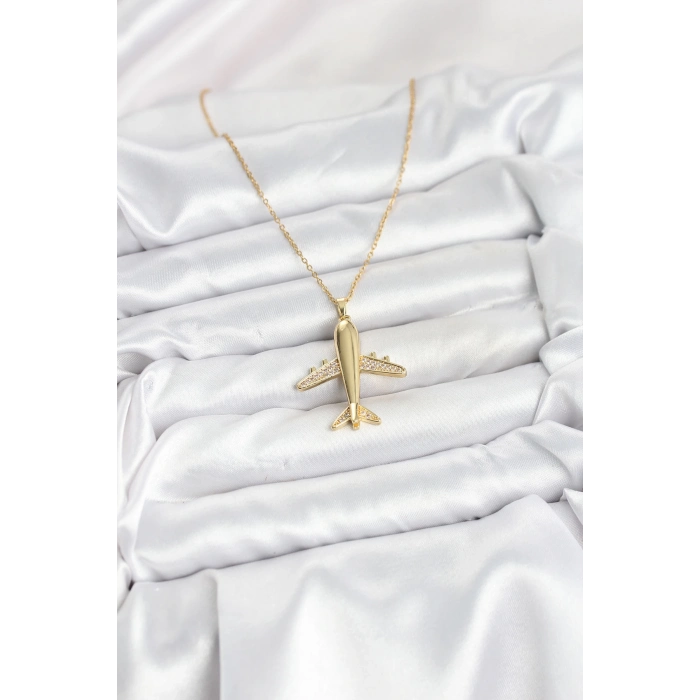 ÇOK SATAN 316L Çelik Zincir Gold Renk Uçak Model Kadın Kolye