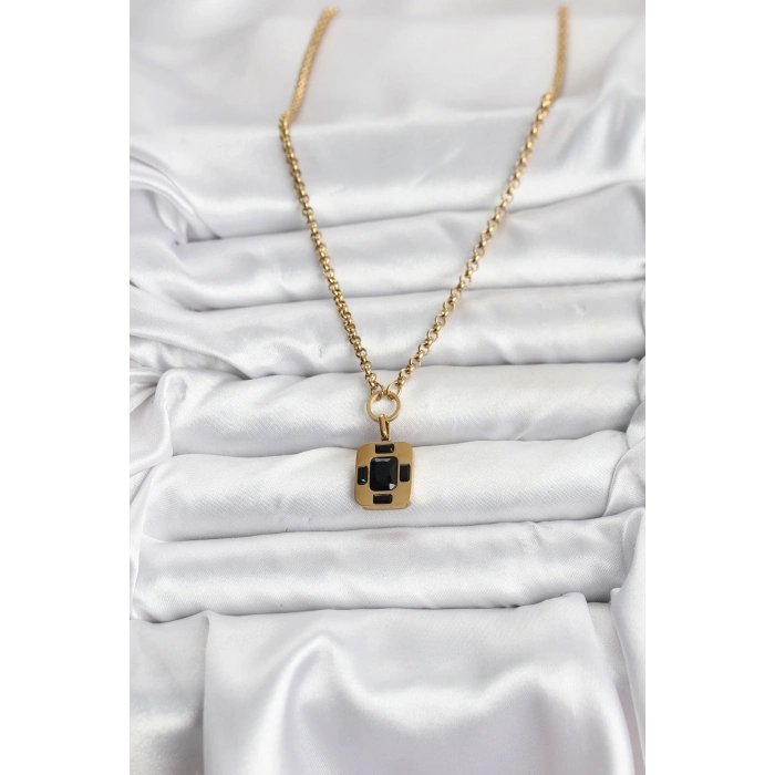 316L Çelik Zincir Gold Renk Vintage Model Kadın Kolye