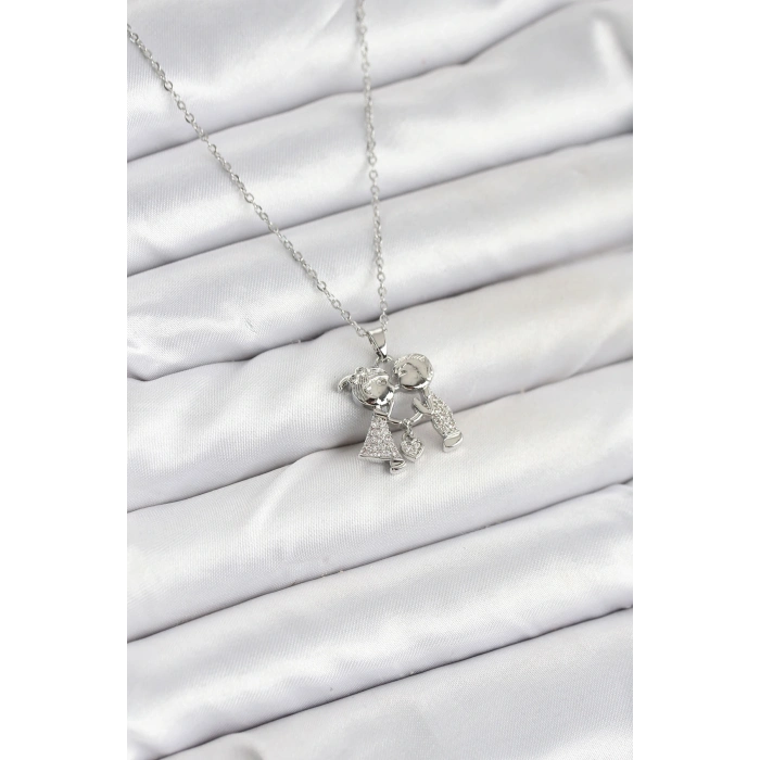 316L Çelik Zincir Gümüş Renk Erkek Kız Model Kadın Kolye