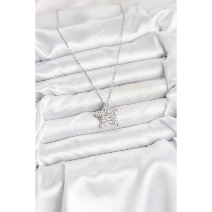 ÇOK SATAN 316L Çelik Zincir Gümüş Renk Yıldız Model Kadın Kolye