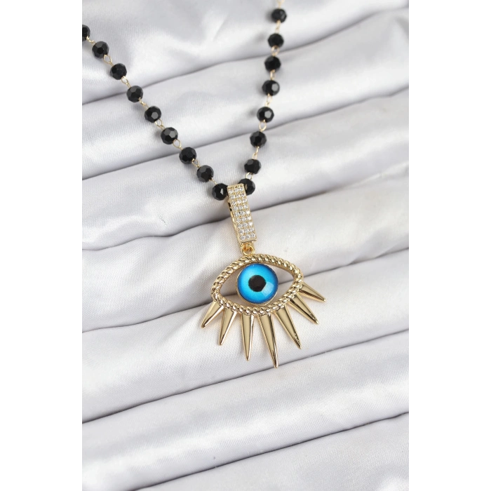 ÇOK SATAN 316L Çelik Zincir Kristal Boncuklu Göz Model Kadın Kolye