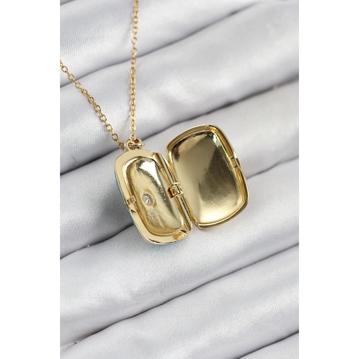 ÇOK SATAN 316L Çelik Zirkon Taşlı Açılabilr Kapaklı Kutup Yıldzı Model Gold Renk Kadın Kolye