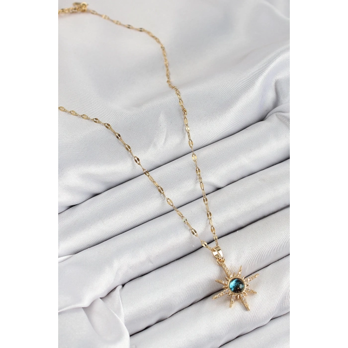 ÇOK SATAN 316L Çelik Zirkon Taşlı Kutup Yıldızı Model Gold Renk Kadın Kolye