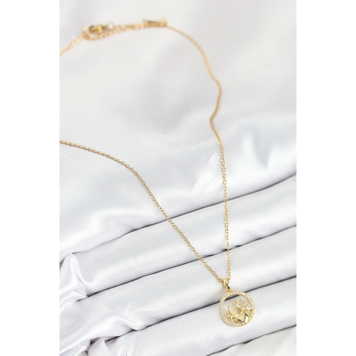 ÇOK SATAN 316L Çelik Zirkon Taşlı Yıldız Ve Kalp Model Gold Renk Kadın Kolye