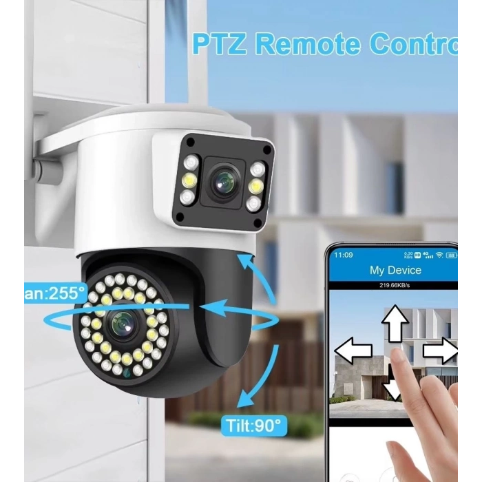 ÇOK SATAN 32 Gb Hafıza Kartlı 4mp Yoosee Çift Lens Ip Kamera - Wıfı Otomatik İzleme, Su Geçirmez Kablosuz Güvenlik Ev Kamerası, Renkli Gece Görüş