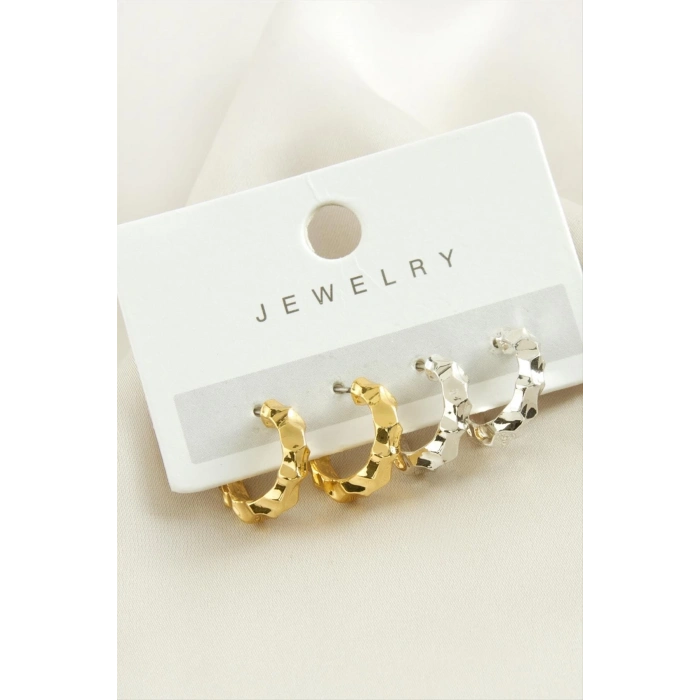 ÇOK SATAN 4 Adet Baklava Desenli Halka Küpe