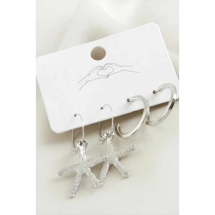 ÇOK SATAN 4 Adet Deniz Yıldızı Halka Küpe