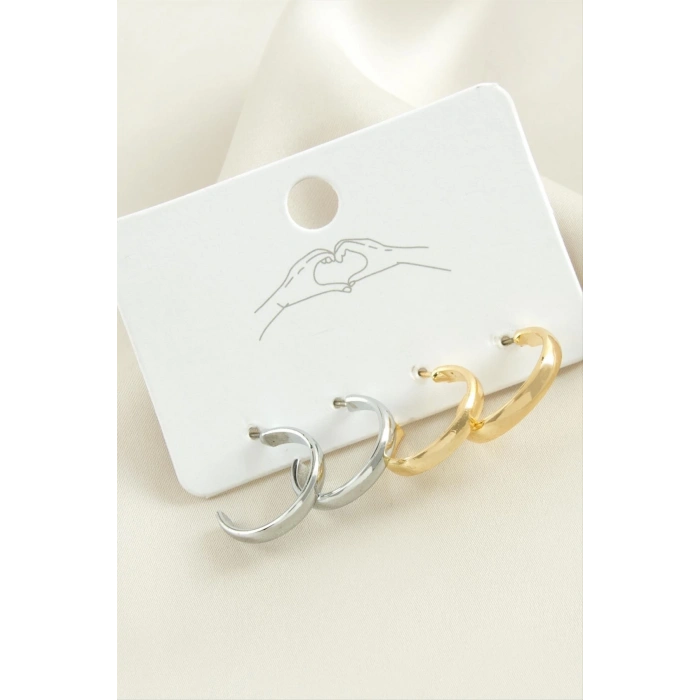 ÇOK SATAN 4 Adet Düz Halka Küpe 1,5 cm