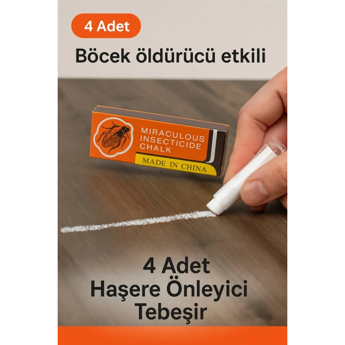 ÇOK SATAN 4 Adet Haşere Tebeşiri - Böcek Önleyici Tebeşir - Etkili Hamam Böceği ve Karınca Kovucu (336336)